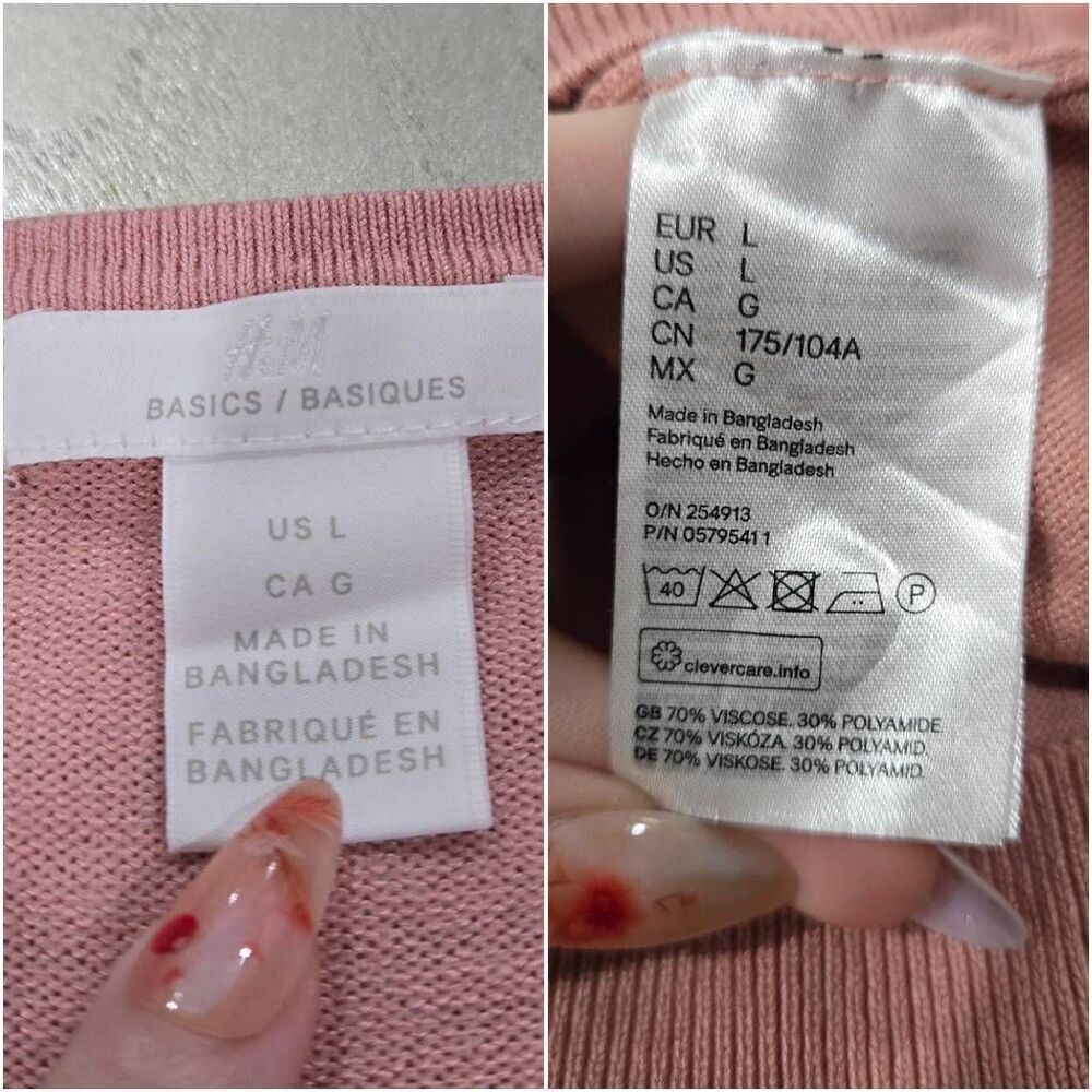 H&M Old Rose Pink Fine-Knit Cardigan | Button Front | Large (J008) - Picture 10 of 12